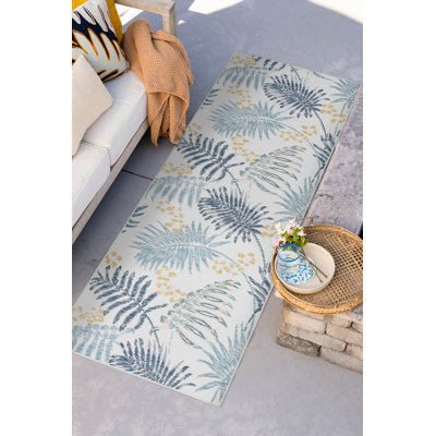 Vannesa Floral Reversible Flatweave Polypropylene Indoor / Outdoor Area Rug - Navy 