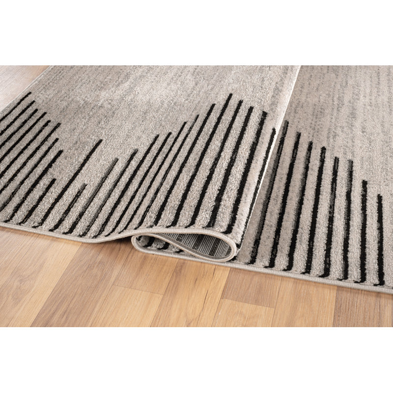 Tapis crème / noir Damarcus, Rectangle 7 pi 10 po x 10 pi, Cream