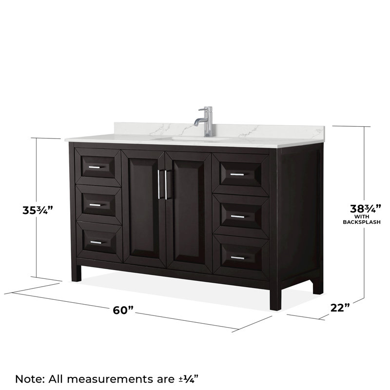 Daria 60 in. with Mirror Vanity, Giotto Quartz, Brown, Polished Chrome