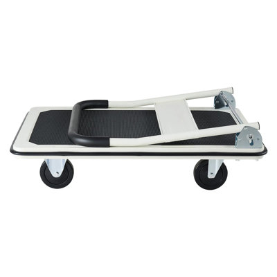 Foldable Push Cart Dolly, 35.4" L x 34.3" W x 24" H (Unfolded), Reinforced Alloy Steel,Heavy Duty Platform Hand Truck, Black, 660 lbs Capacity & Space-Saving