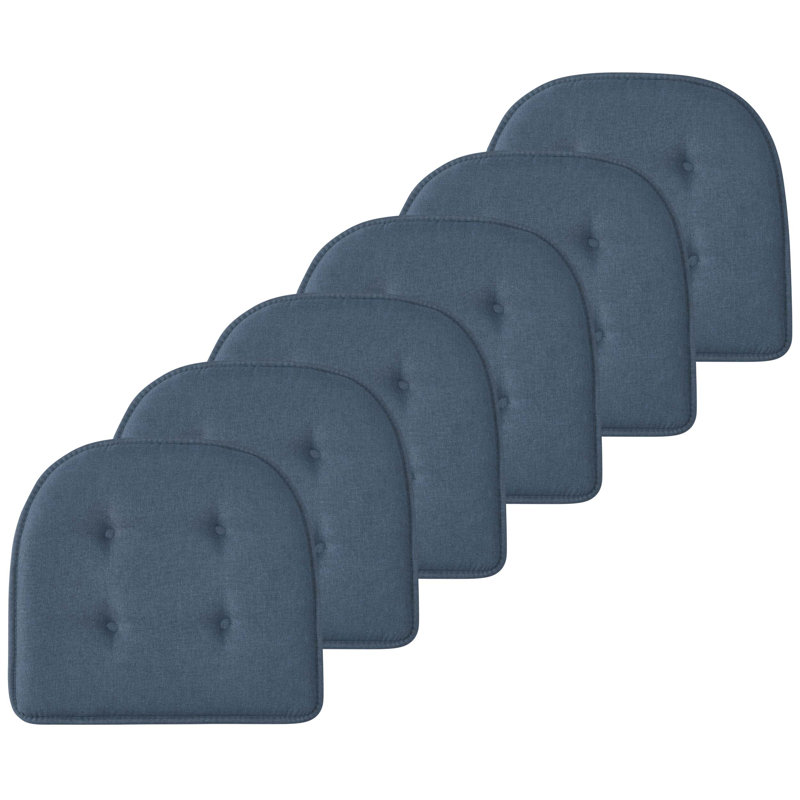 Coussin de siège en mousse à mémoire de forme en U épais et confortable de qualité supérieure Coussin de siège capitonné antidérapant Housse de siège intérieure en caoutchouc antidérapant de 17 po x 16 po pour bureau, chaises de cuisine, paquet de 6, couleur bleu Demin