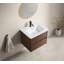 Meuble-lavabo mural noir brun 23 po x 18 po x 19 po - facile à assembler avec des panneaux numérotés, un tiroir à fermeture en douceur et une finition résistante aux égratignures pour un rangement moderne dans la salle de bain