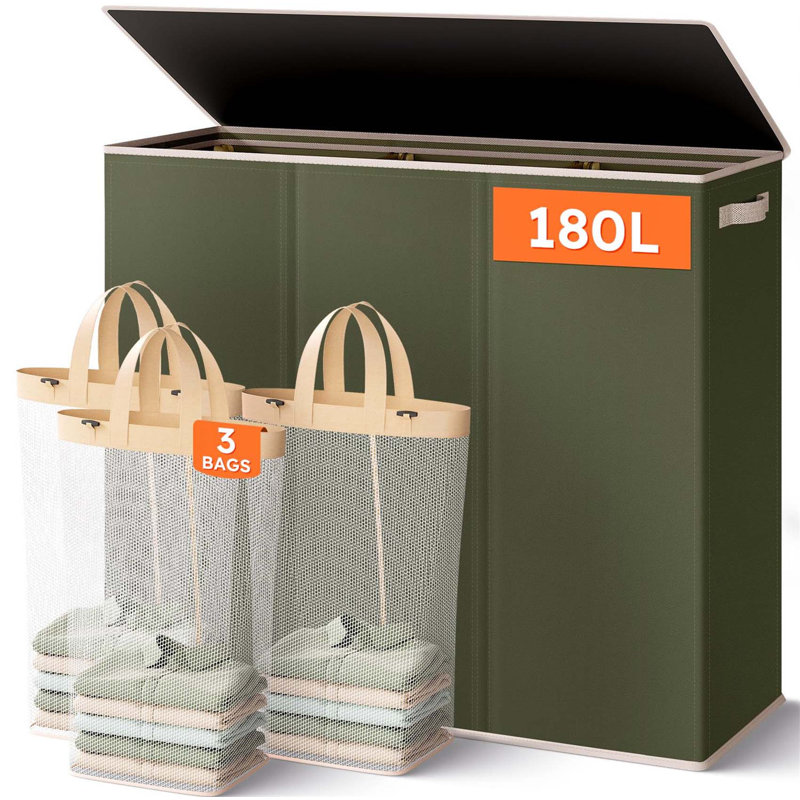 Bhargava Laundry Hamper with Handles, Green