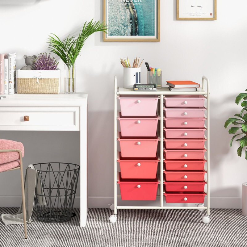 15 Drawer Storage Drawer, Pink