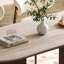 Table de salle à manger beige + brun ovale en fritté + bois manufacturé-1765413417