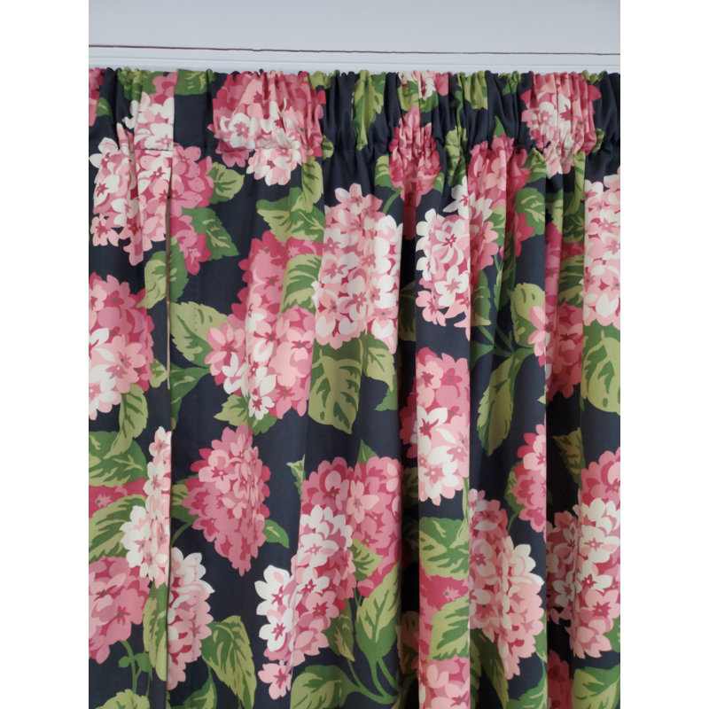 Hydrangea Cotton Blend Room Darkening Curtain Pair, 50" W x 84" L, Red