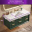 Meuble-lavabo suspendu de 122 cm (L) x 53 cm (P) avec comptoir imitation marbre, éclairage DEL intégré, 6 tiroirs à fermeture amortie, vert