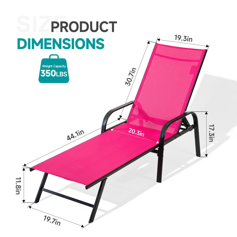 Patio Chaise Lounge Chair, Portable Outdoor Folding Recliner with Reclining Back, Breathable Mesh Seat for Beach, Poolside, Yard