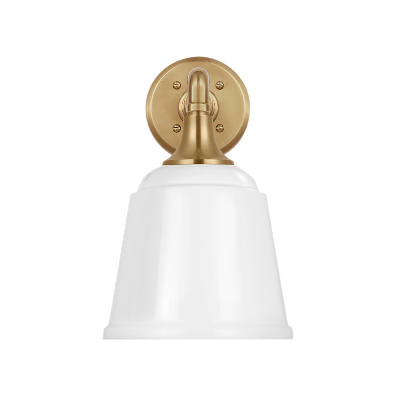 Thomas O'Brien 1 - Light Outdoor Barn Light, Hand-Rubbed Antique Brass, 13.25" H x 8" W x 14.25" D, White