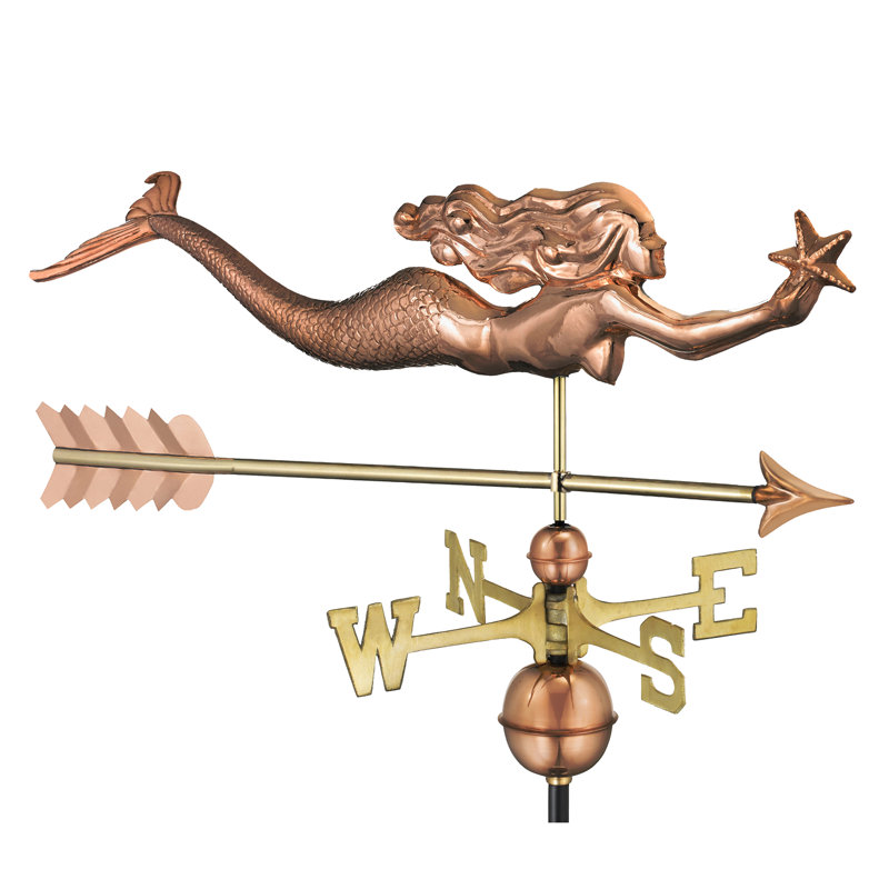 29'' H Metal Nautical & Beach Weathervane, Polished Copper
