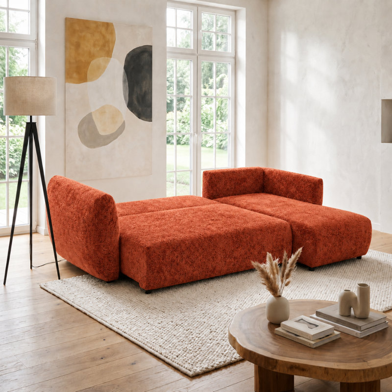 Sectional, Right Hand Facing Corner Sofa, Orange FLOW 9