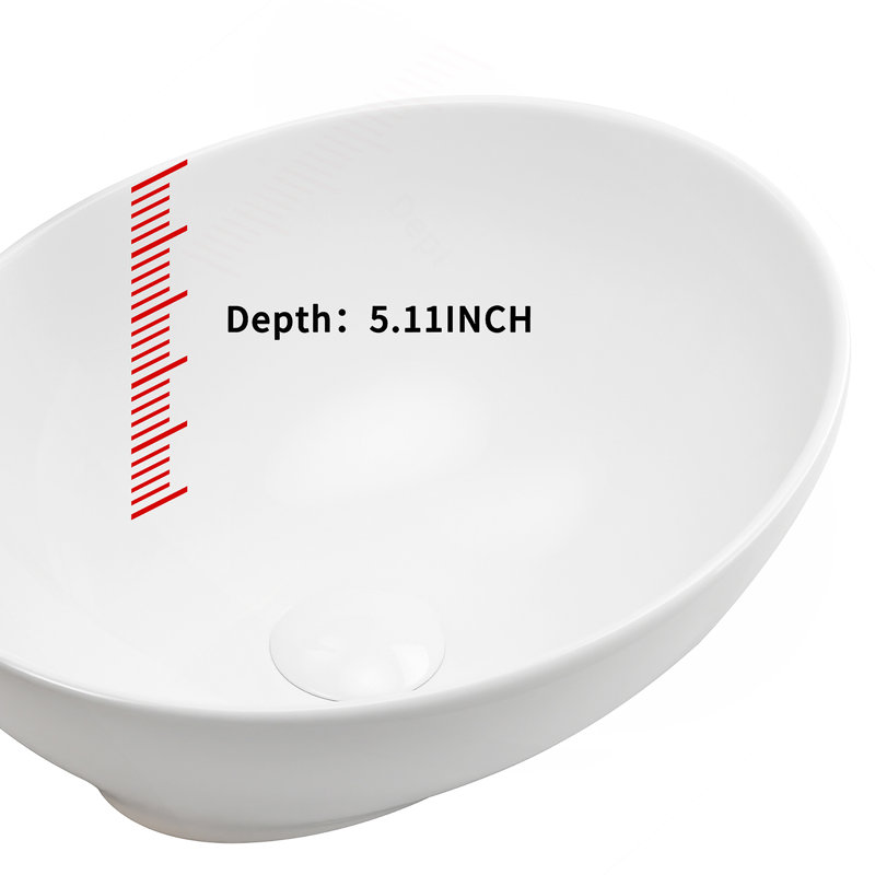 16" X 13" X 5.5" White Oval Ceramic Countertop Bathroom Vanity Vessel Sink