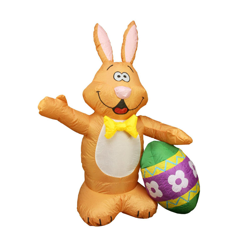 48" Inflatable LED Lighted Easter Bunny with Egg Outdoor Decoration