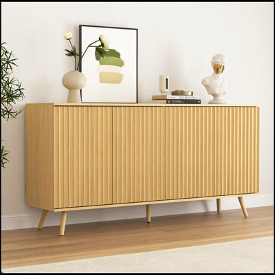 Versatile Sideboard Buffet Cabinet With Storage, 4 Doors, And Adjustable Shelves For Modern And Farmhouse Decor