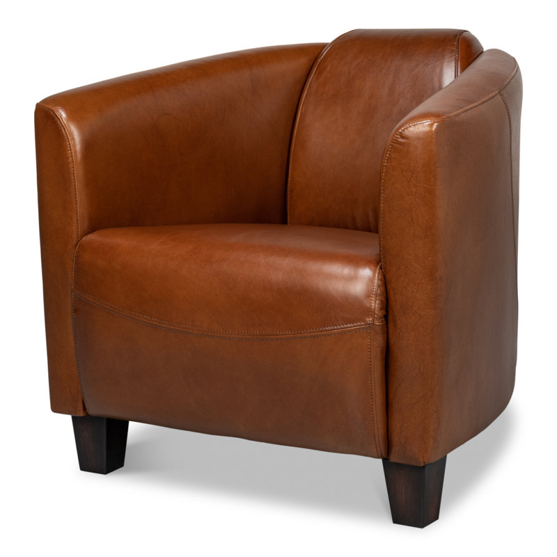 Mandy Armchair, Dark Brown Genuine Leather