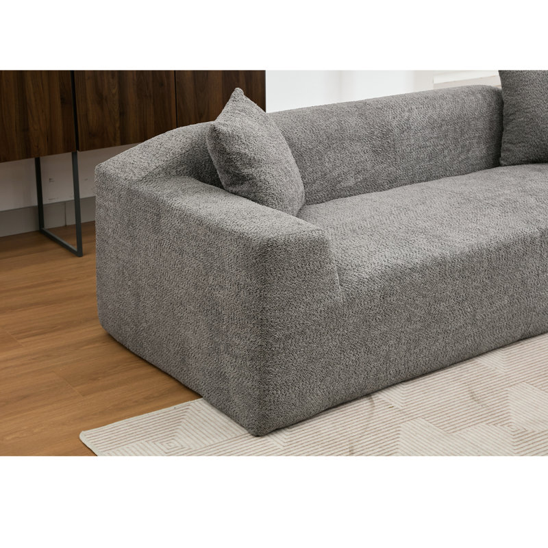 Boucle pour la maison, 3 places et 2 avec table de bout, confort luxueux gris foncé - revêtement moderne, Grey