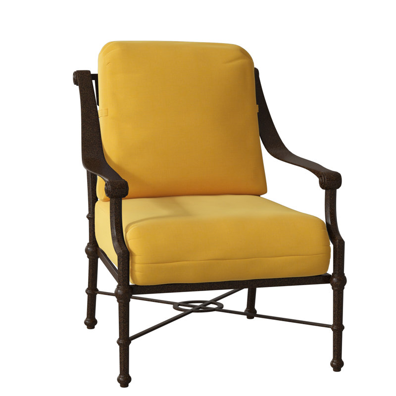 Delphi Aluminum Outdoor Lounge Chair, Poet Birch Sunbrella, Chestnut Brown