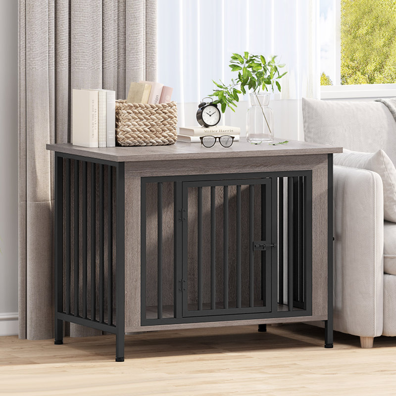 Cage pour animaux de grande taille avec séparateur, H 27,9 po x l 31,5 po x P 22,4 po, Gris
