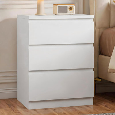 Wooden Nightstand with 3 Drawers