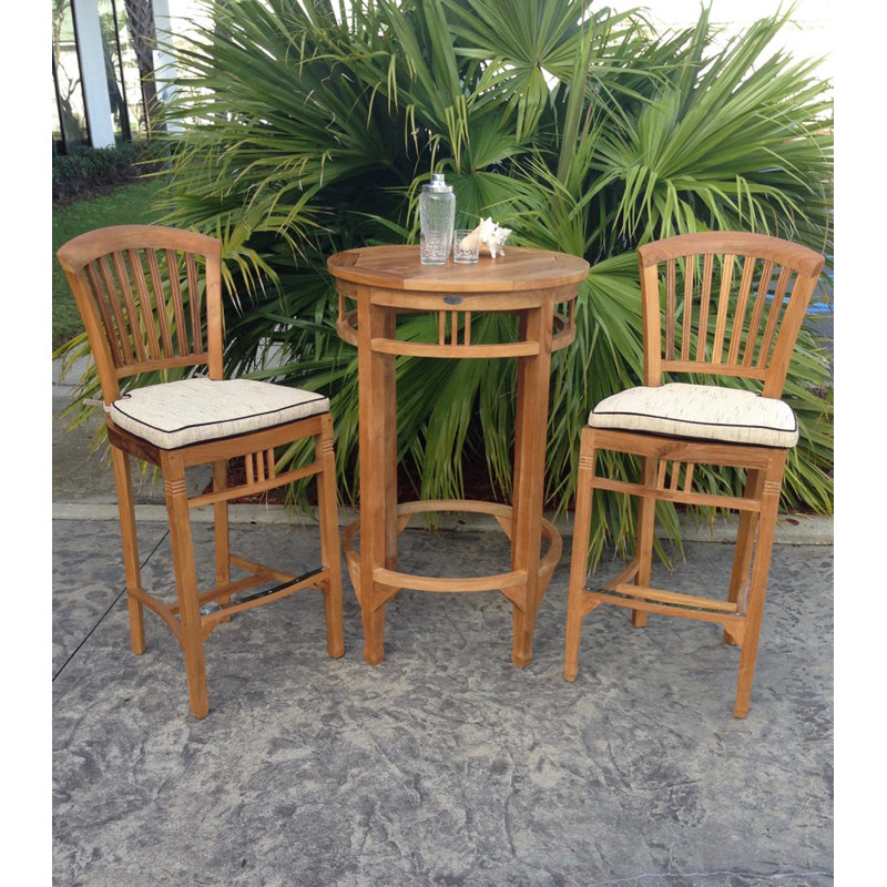 Tabouret de bar de patio 29" avec coussin teck Bauman