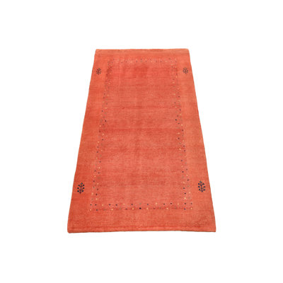 Tapis rouge en laine noué à la main de conception unique 3 pi x 5 pi 4 po