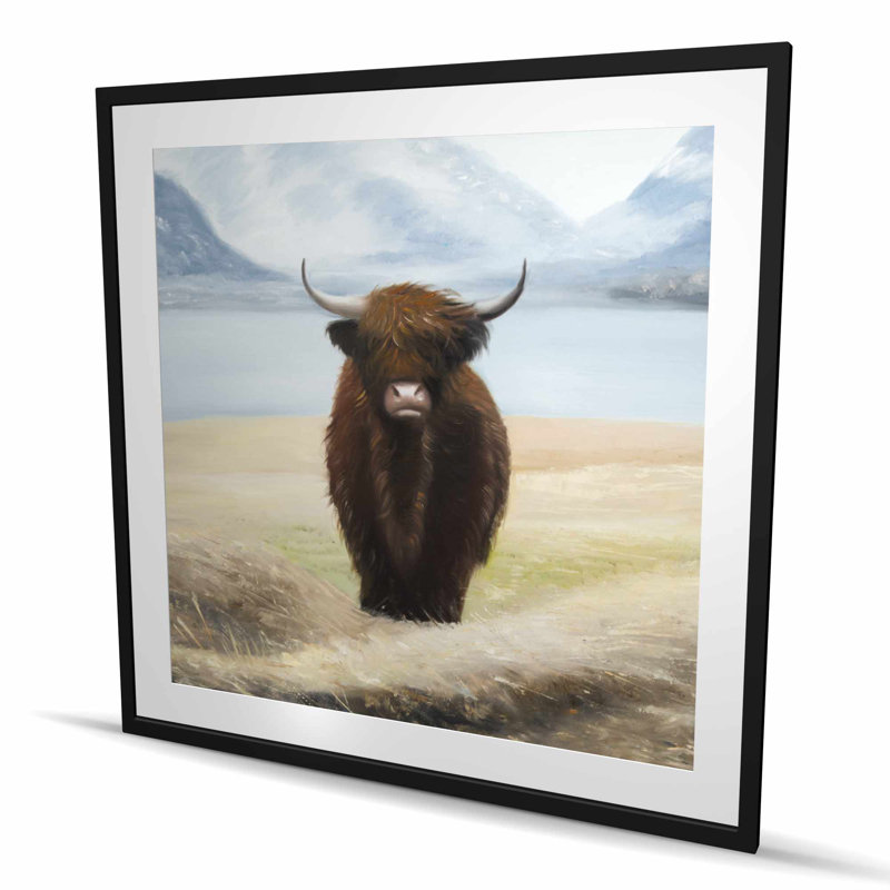 Highland Cow - Farmhouse White Framed Matted Print Decor