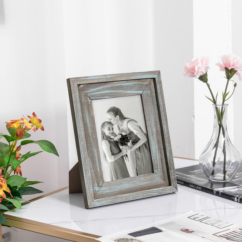 Lameer Solid Wood Picture Frame, Rustic Brown