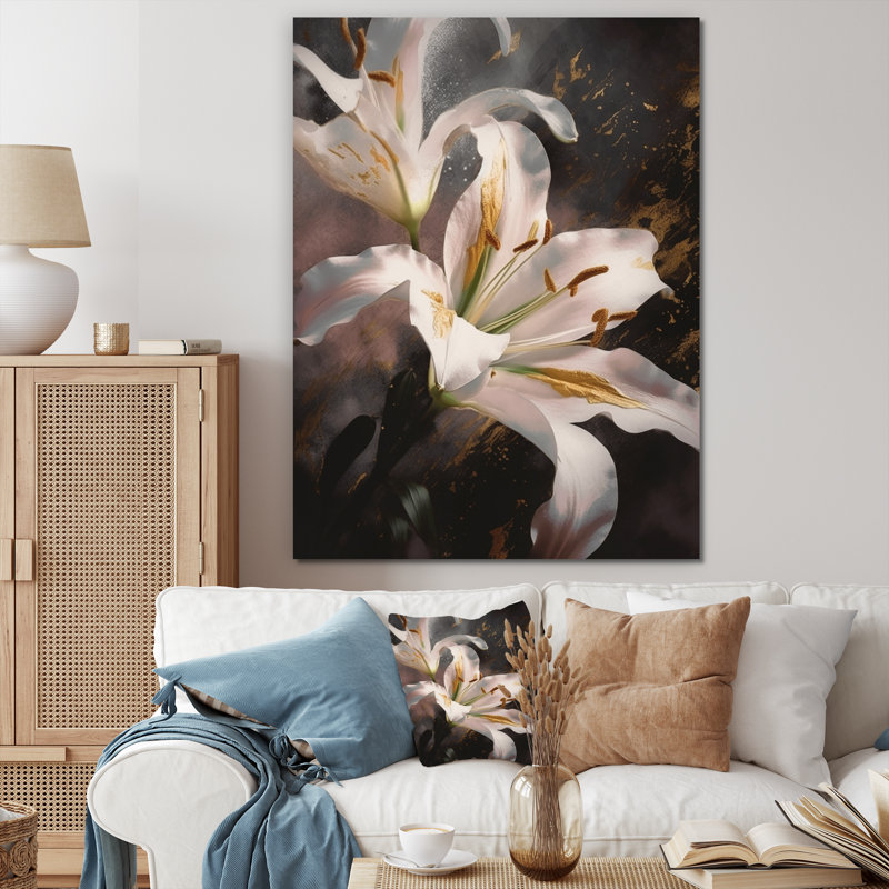 Art floral sur toile, art floral, H 20 po x l 12 po, Toile tendue