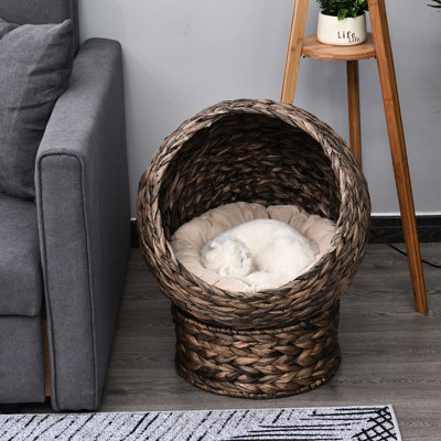 Lit surélevé pour chat avec oreiller, panier de chaise à œufs, H 23,5 po, coussin surélevé gris
