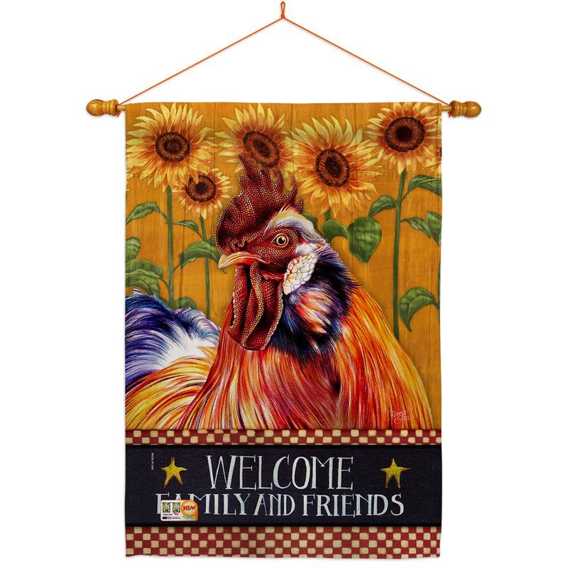 Polyester à 2 faces 40 x 28 po Country Rooster Ensemble de drapeaux