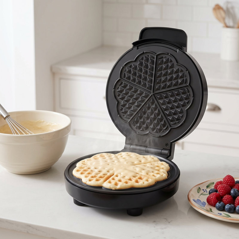 5 mini gaufriers en forme de cœur avec thermostat réglable, gaufrier antiadhésif pour le petit-déjeuner