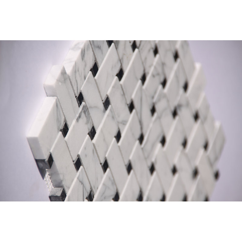 Carreau de mosaïque en pierre naturelle natté 1 po x 2 po, Blanc