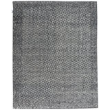 Wool Geometric Area Rug in Silver