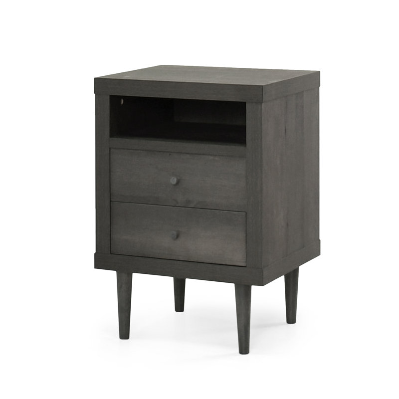 Table de chevet 2 tiroirs, Gris
