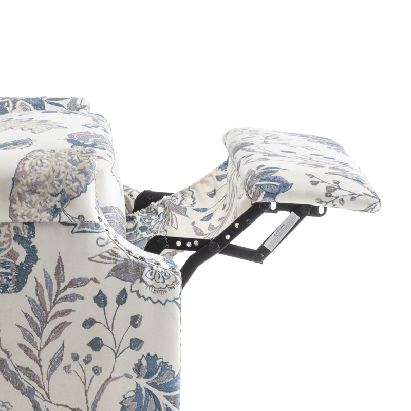 Manual Standard Push Back Recliner, Blue Floral