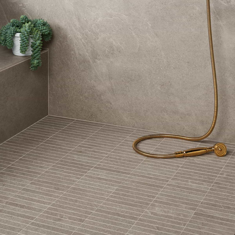 Era 12x12 Stacked Matte Limestone Look Porcelain Mosaic Tile, Caramel Brown