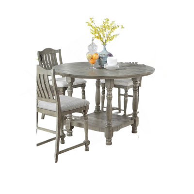 Light Grey Dining Table Round Dining Table 1Pc Table Only Open Shelf Acacia Veneer Dining Room Furniture