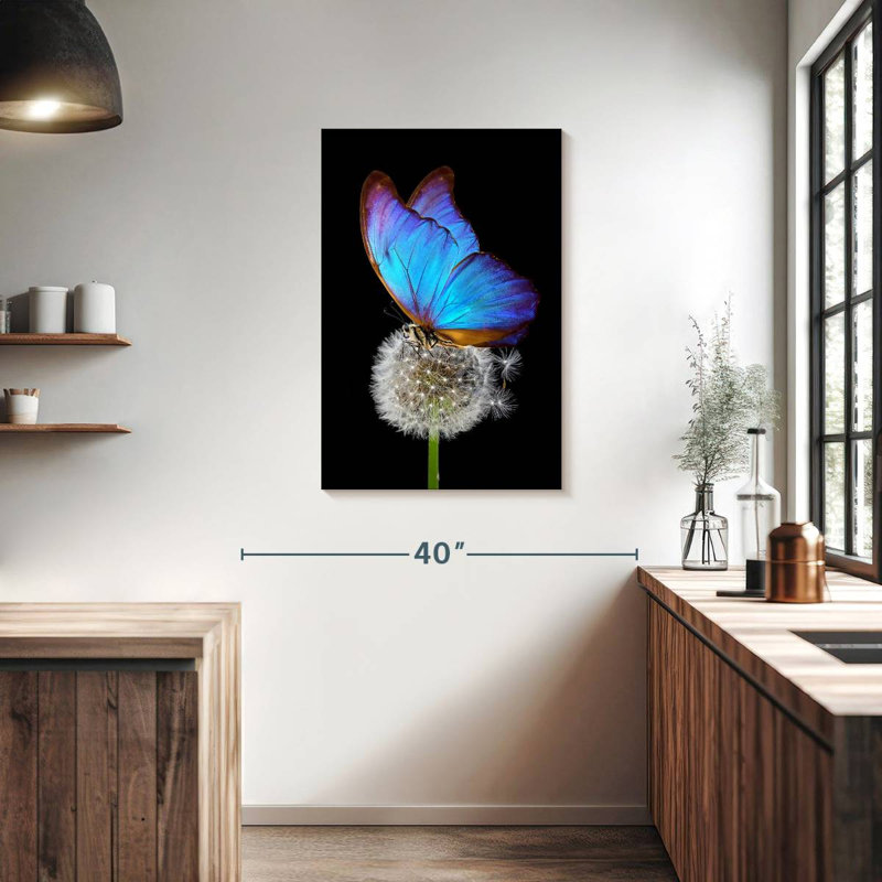 Brampt Blue Morpho On Dandelion, 36" H x 24" W