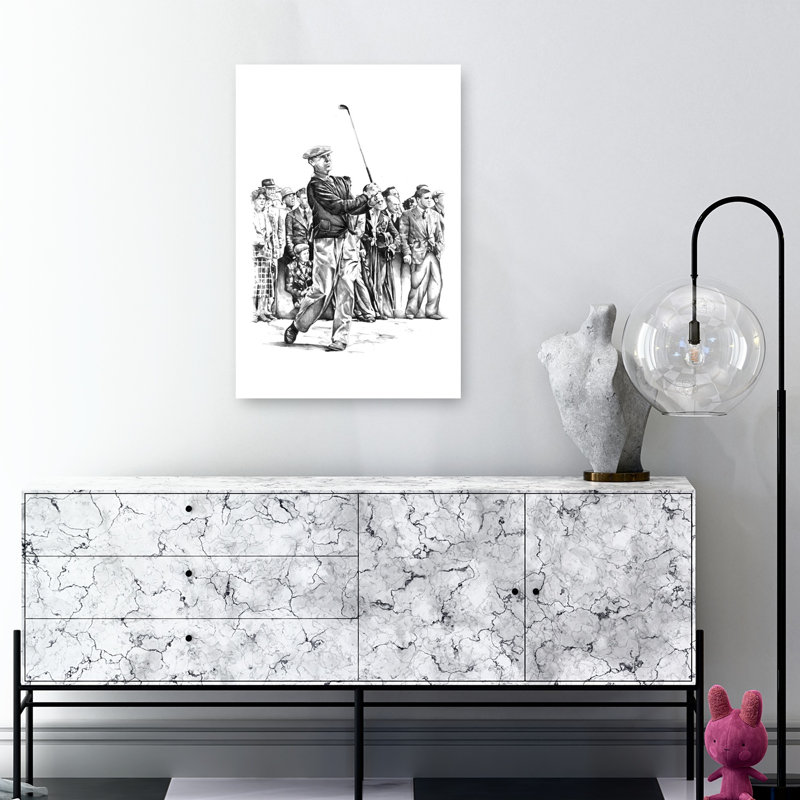 Art mural rétro classique de golfeur, 36" H x 24" W
