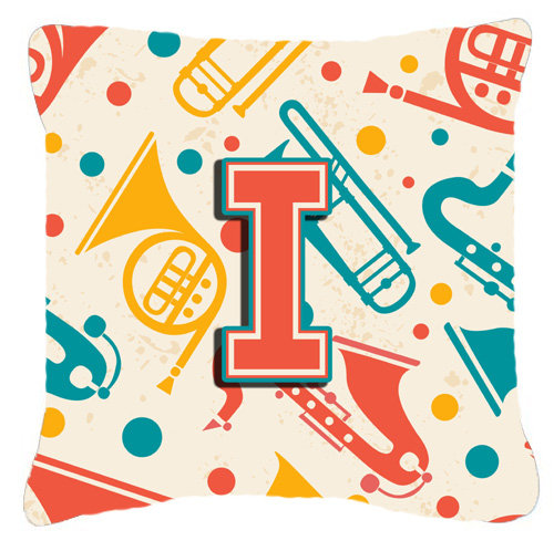 Instruments de musique rétro initiale intérieure/extérieure Throw Pillow, 18" H x 18" L x 5.5" D, I
