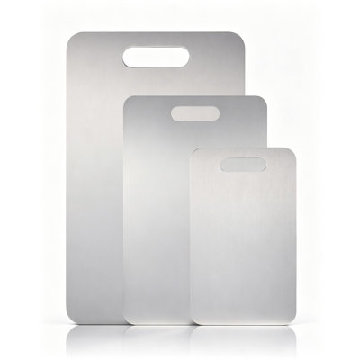 Titanium Cutting Board Set 3 Pieces Double-Sided Non-Toxic Lightweight Durable Dishwasher Safe for Kitchen Camping Use