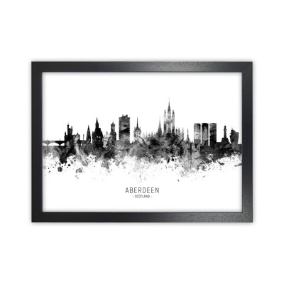 Aberdeen Scotland Skyline Black White City Name by Michael Tompsett - Print