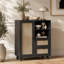 Buffet en rotin avec tablette réglable, buffet avec tiroirs pour le salon, la cuisine, le vestibule-169433633