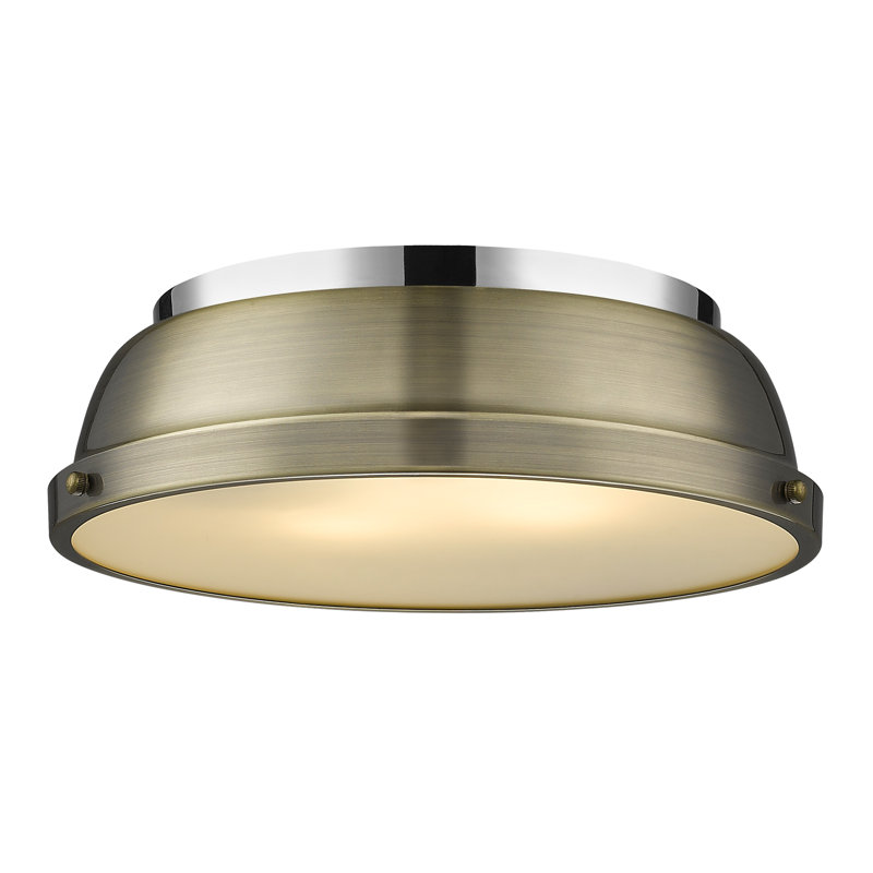 Plafonnier encastré 2 lumières Calico, Laiton vieilli, Chrome