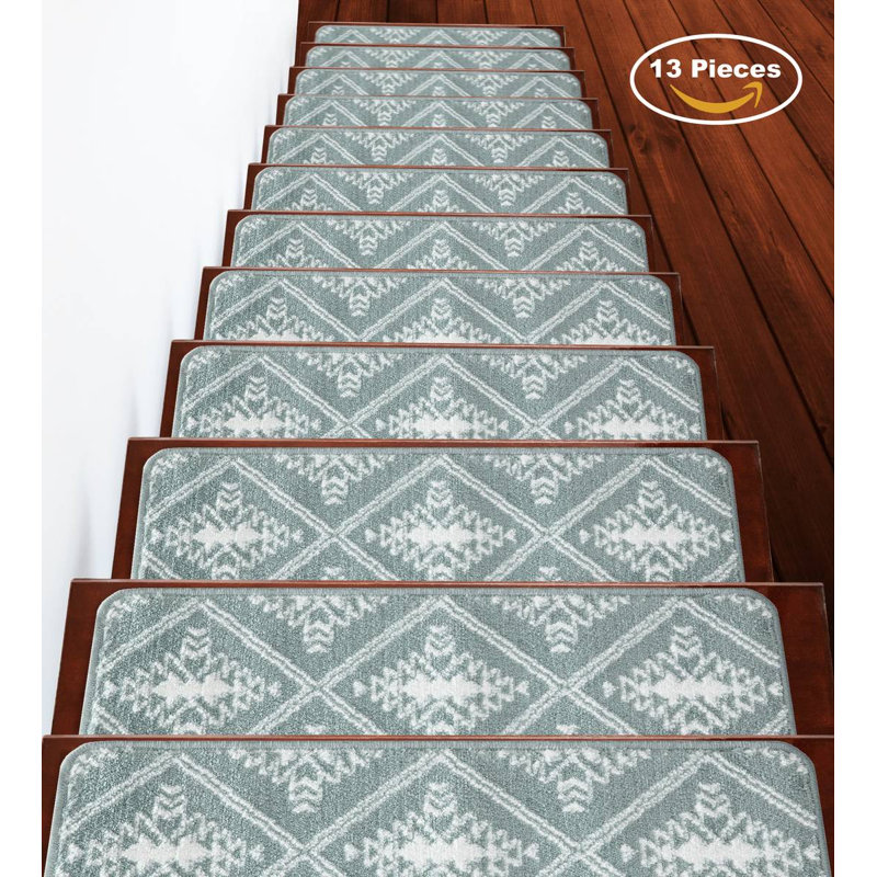 Tapis d'escalier 9 x 28 po antidérapants (ensemble de 13), Bleu sarcelle