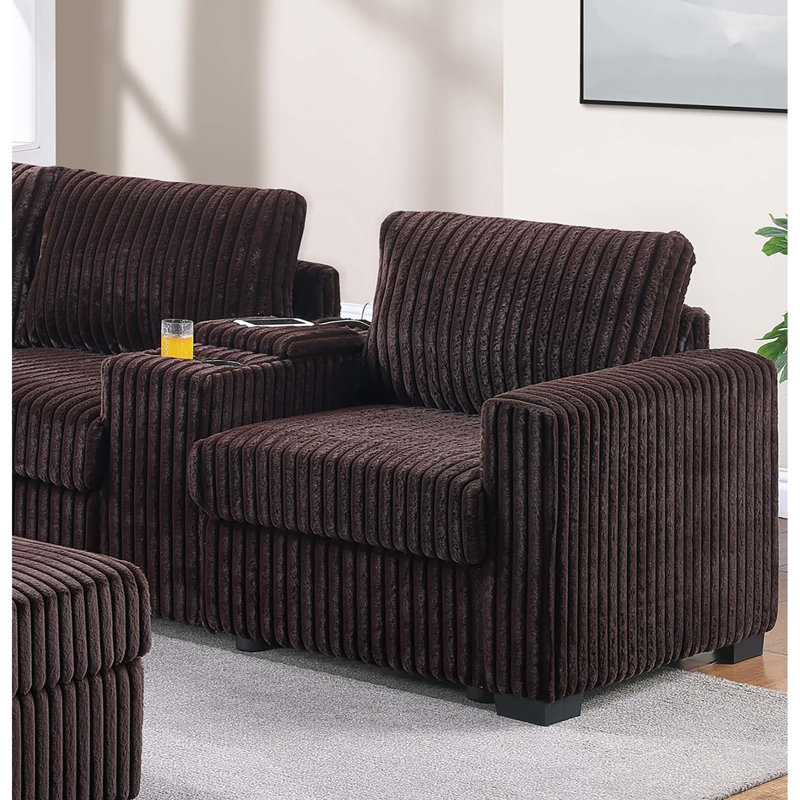 Ensemble de canapé modulaire en forme de L 4 pièces avec porte-gobelet en forme de L et pieds en plastique de style contemporain avec repose-pieds et repose-pieds carrés