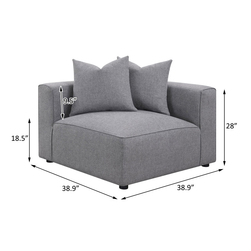 Chaise d'angle rembourrée, Tissu gris