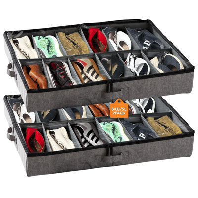 Under Bed Storage Containers, Closet Organizers With Sturdy Handles,(Dark Grey/2 PCS)