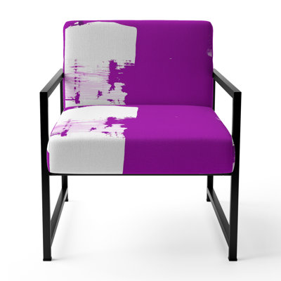 Tomalin Crossing Paths I - Upholstered Modern Purple And White  Accent Arm Chair