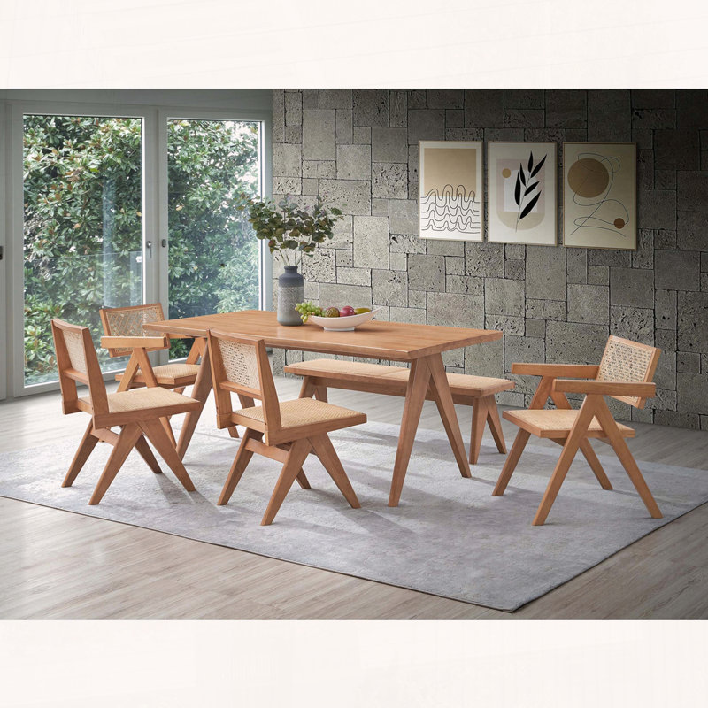 Velentina Rattan & Natural Finish Side Chair, Set of 2